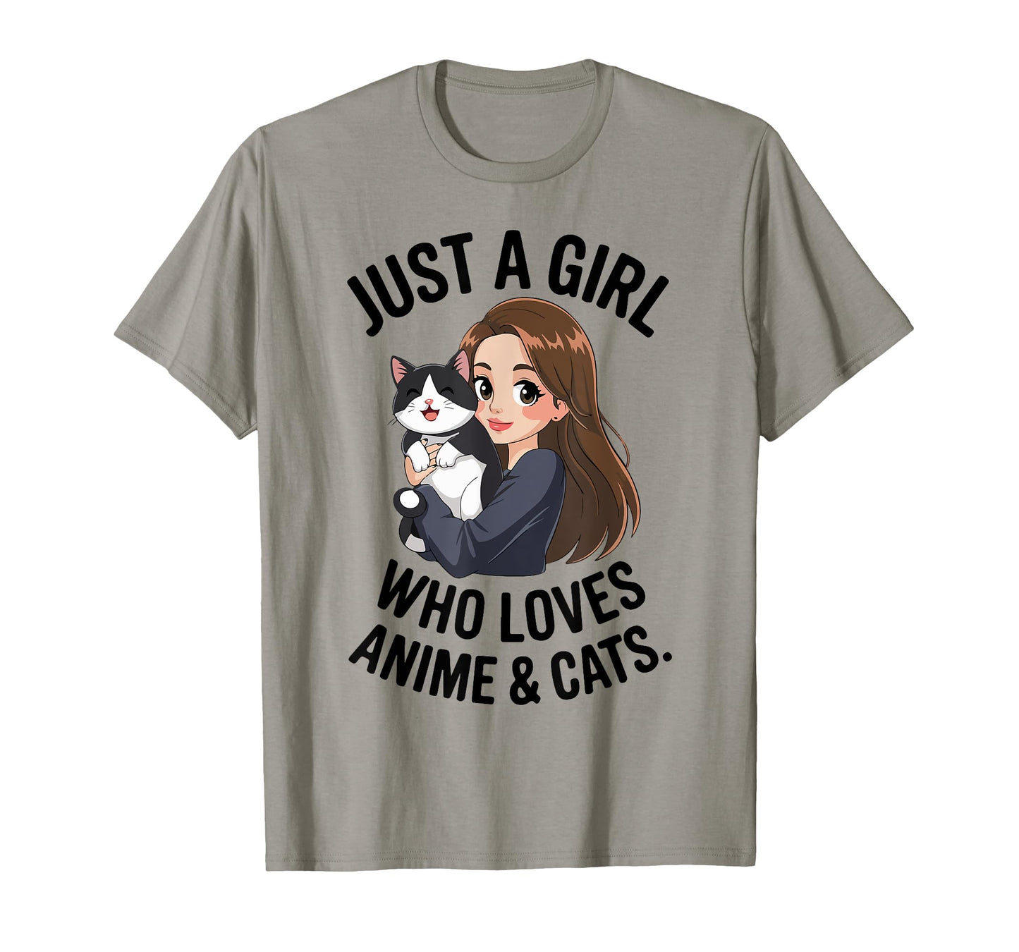 Just A Girl Who Loves Anime & Tuxedo Cats Cute Mama Mom Teen T-Shirt