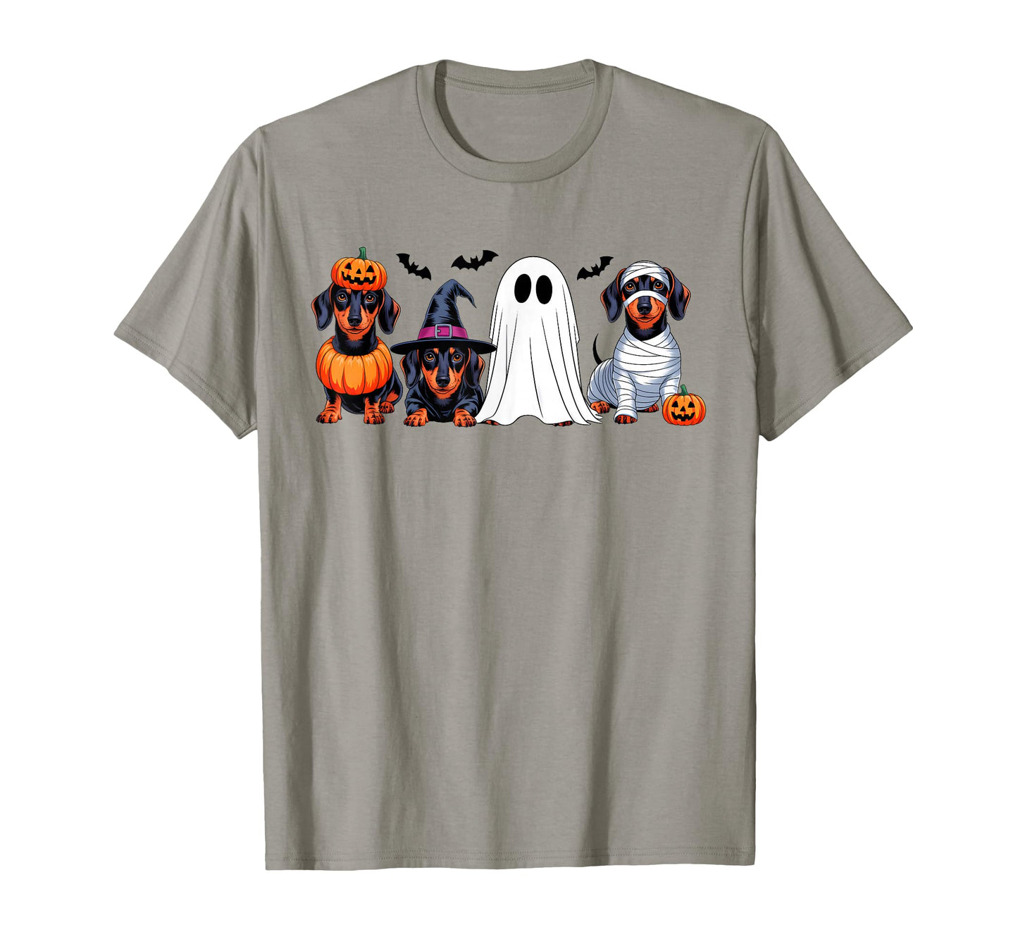Ghost Witch Mummy Pumpkin Dachshund Dog Halloween Costume T-Shirt