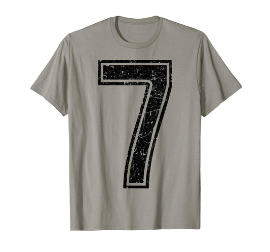 Number 7 Black Vintage Sports Team T-Shirt