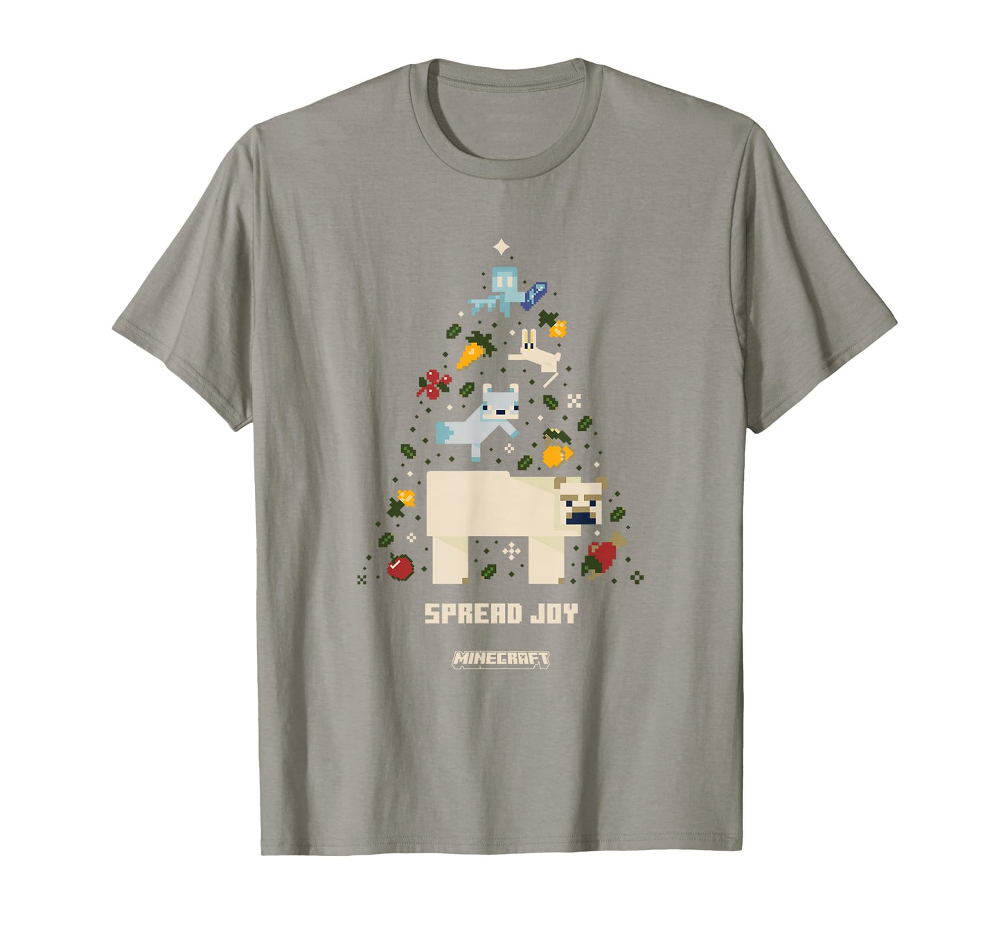 Minecraft Christmas Spread Joy Xmas Tree Group Shot T-Shirt