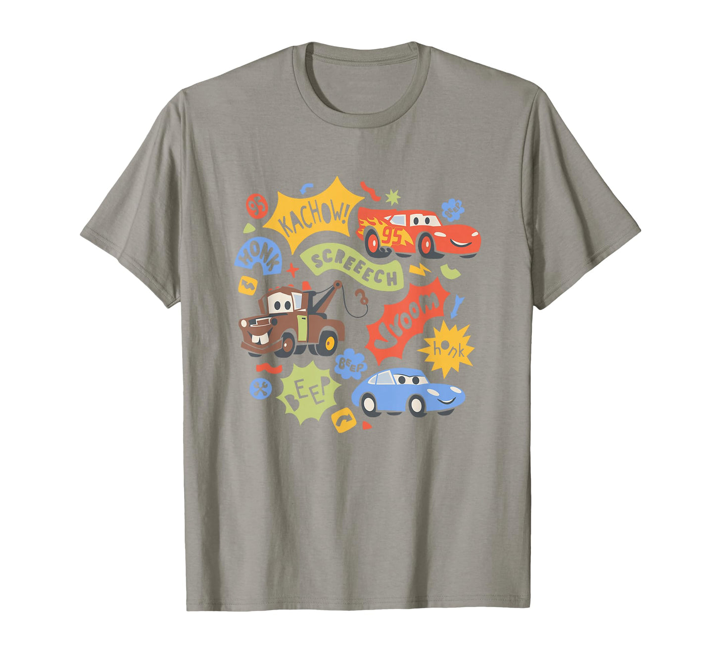 Disney Pixar Cars 2 McQueen Mater Sally Kachow Chest Logo T-Shirt