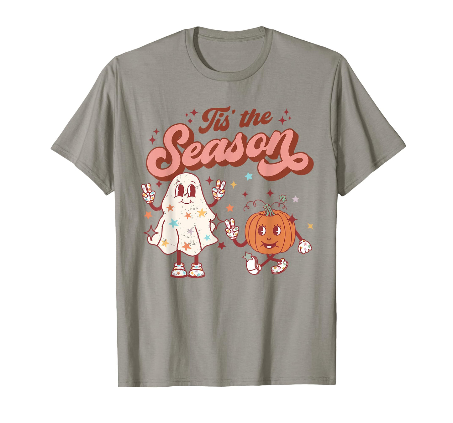 Tis' The Season Retro Halloween Party Funny Ghost Pumpkin T-Shirt