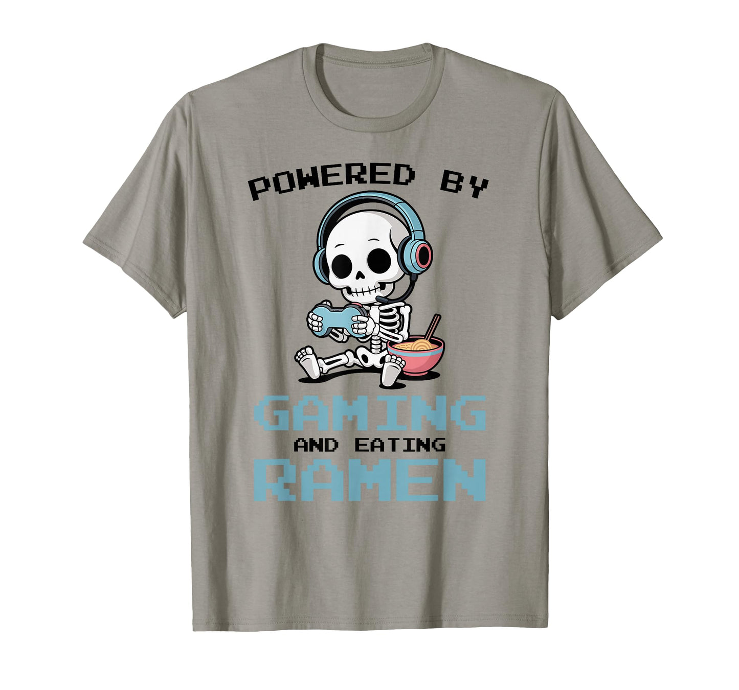 Gaming Powered by Gaming & Rame Gamer Pixel Art Skeleton T-Shirt