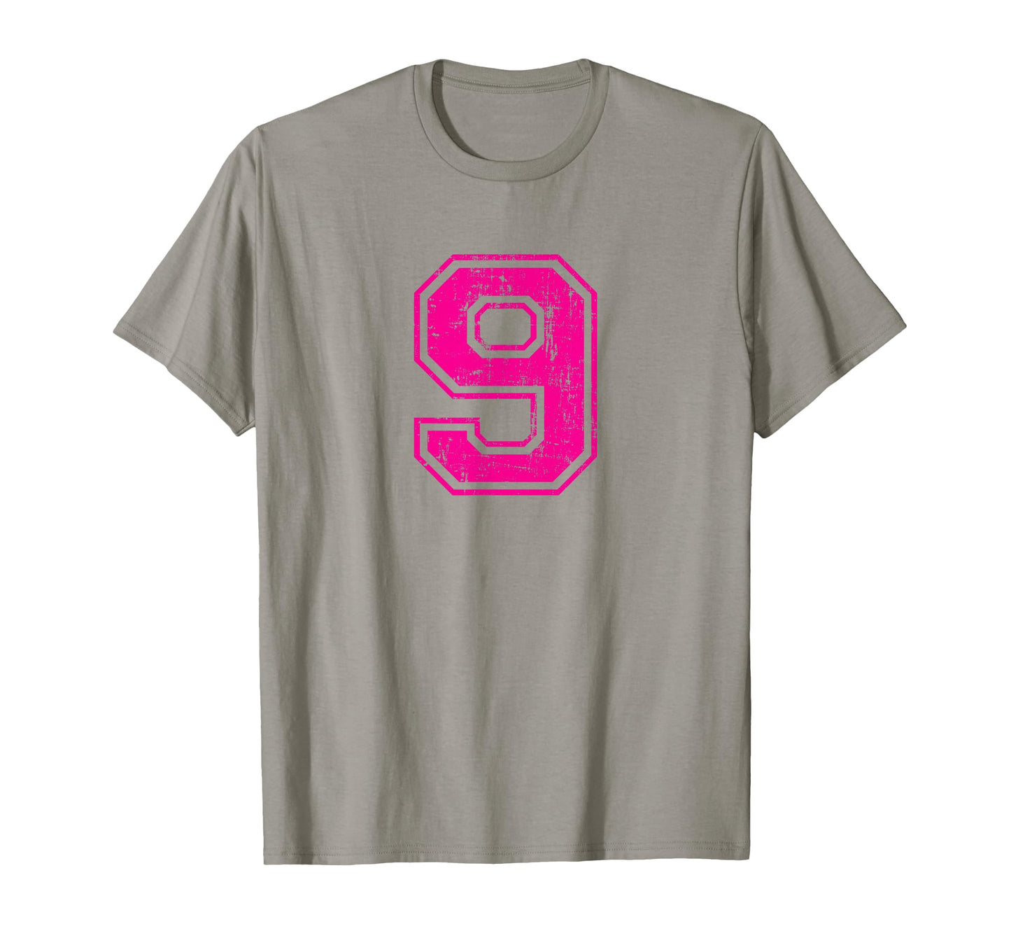 Number 9 Nine Varsity Distressed Vintage Sport Team Player's T-Shirt