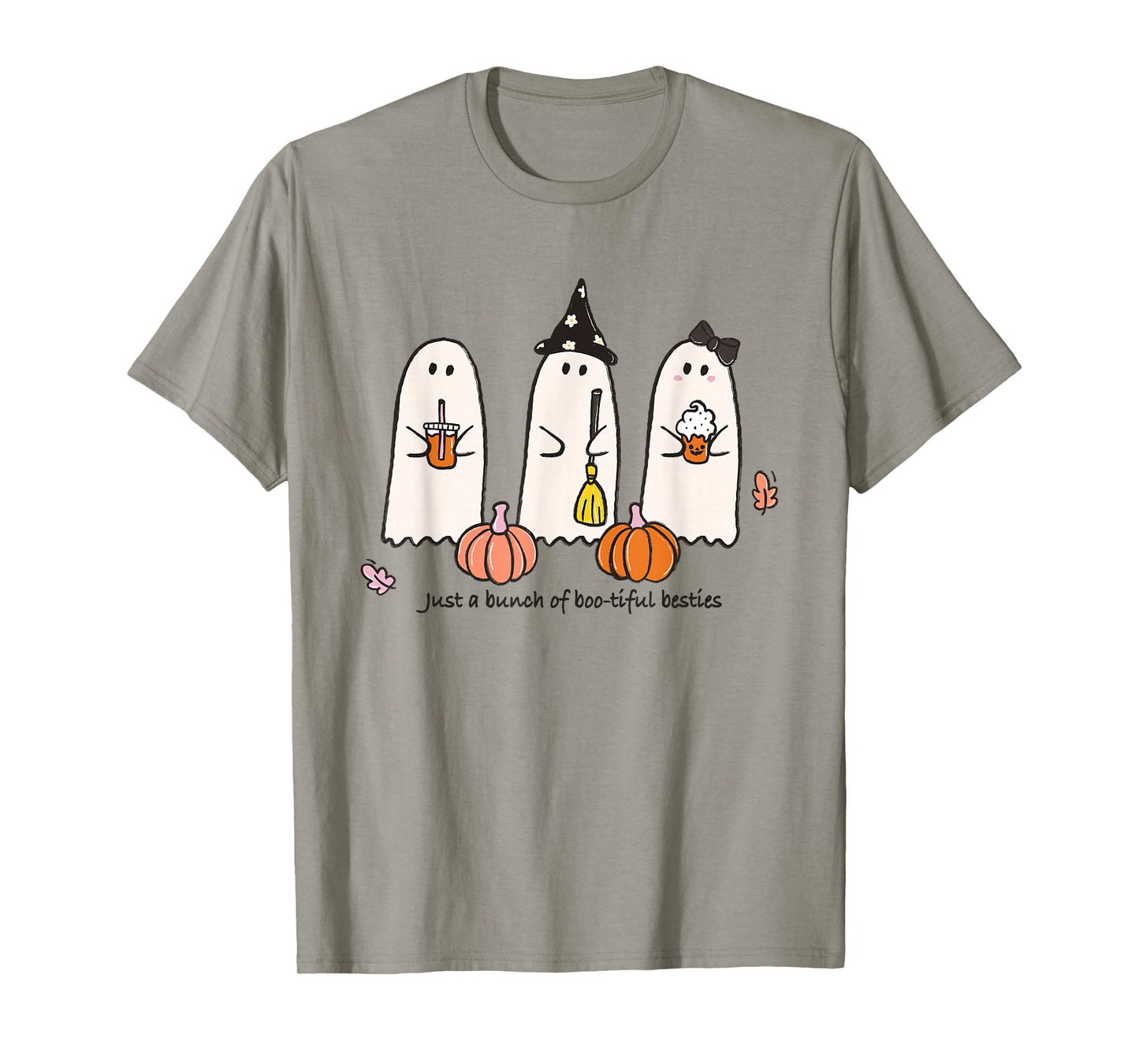 Cute Halloween Ghost Besties Tee Pumpkin Witch Fall Matching T-Shirt