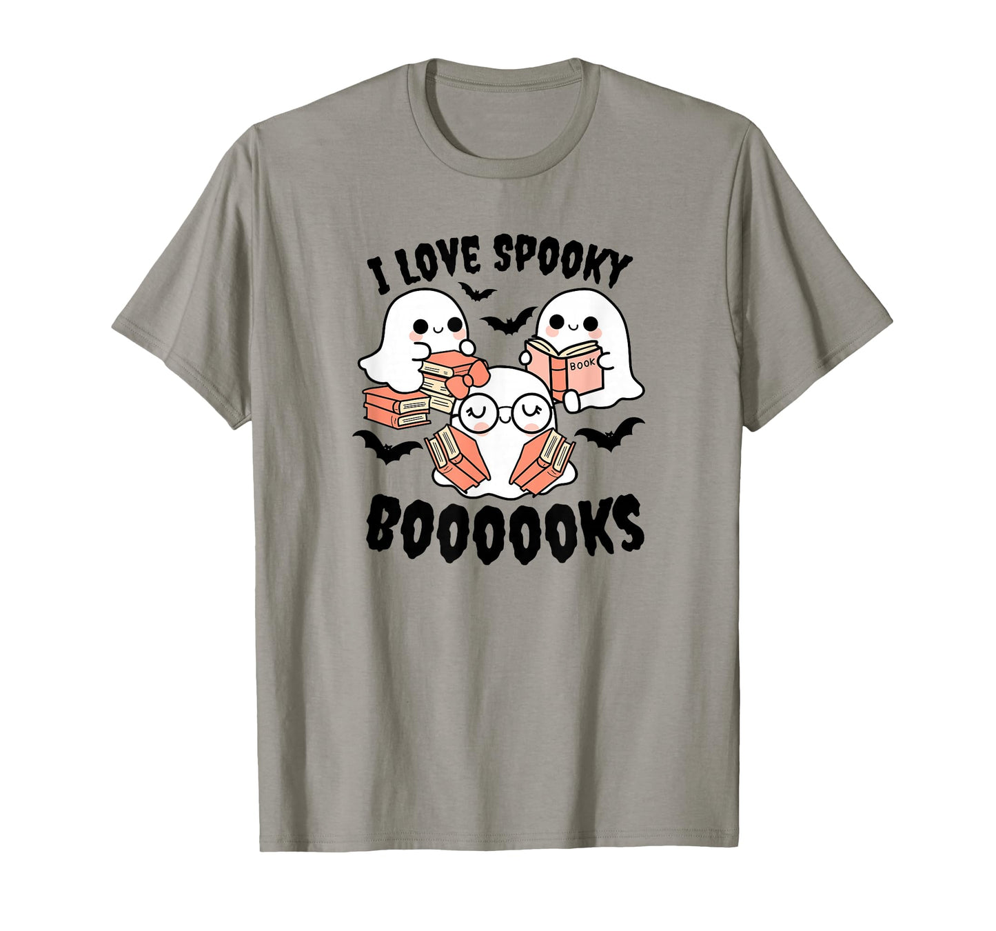 I Love Spooky Booooks Kawaii Ghosts Books Lover Reading T-Shirt