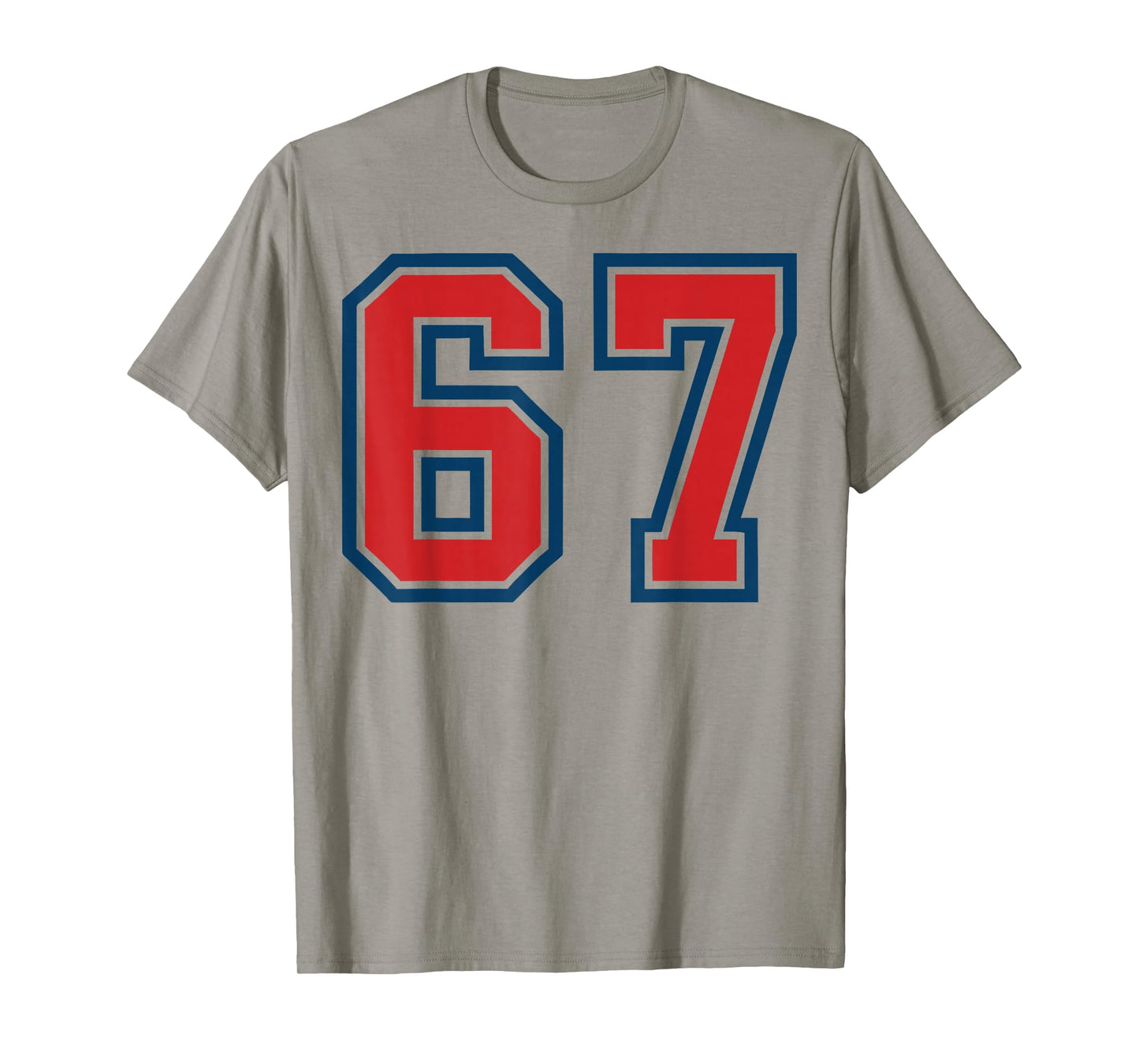 Red and Blue Sports Number 67 Jersey Uniform Player Fan T-Shirt