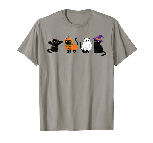 Halloween Cats Pumpkin Ghost Witch Costume Girls Kids Women T-Shirt