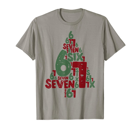 67 Christmas Tree Candy Cane Holiday Six Seven Meme Brainrot T-Shirt