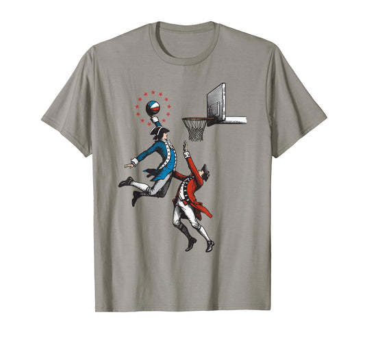 Funny 4th of July - Patriotic Slam Dunk - Vintage Basketball T-Shirt