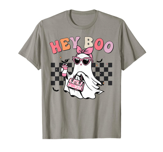 Girl Hey Boo Cute Ghost Coffee Funny Halloween Women Toddler T-Shirt