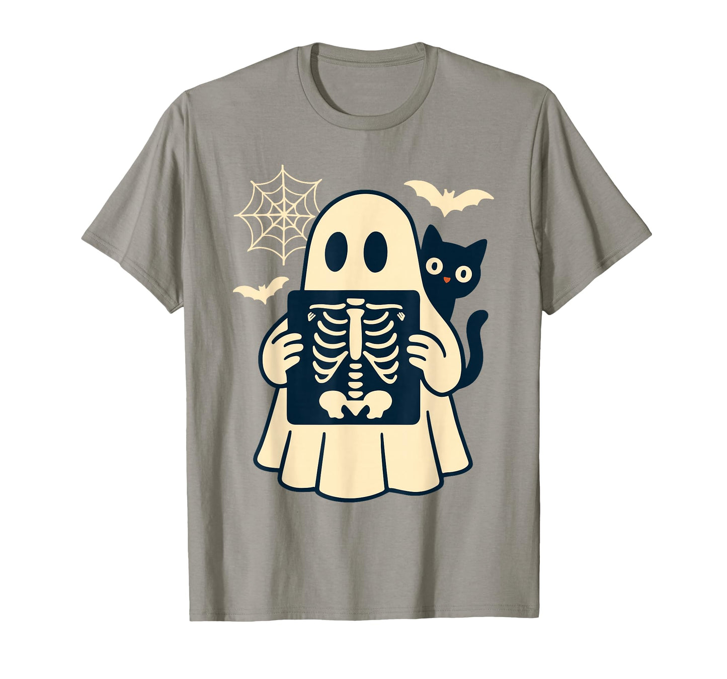 Radiology Ghost Halloween Xray Tech Radiologist Black Cat T-Shirt