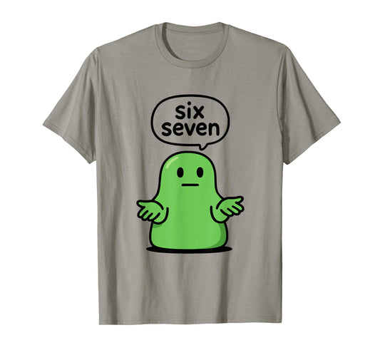 67 Six Seven 6-7 Green Blob Slime - Funny Kids Brainrot Meme T-Shirt