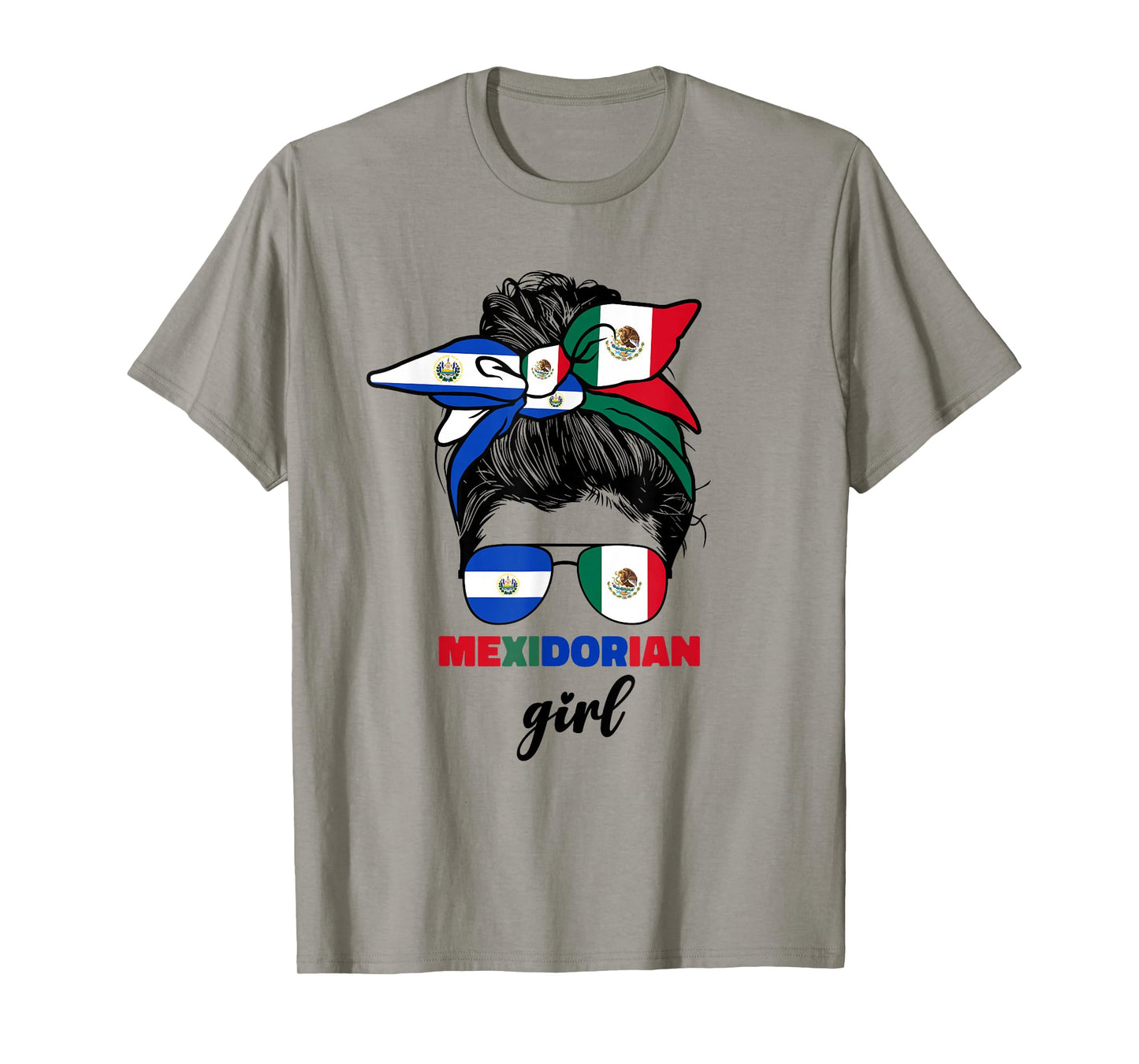 Half Mexican and Salvadorian Mexico El Salvador Flag Girl T-Shirt