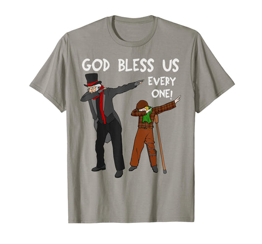 God Bless Us Everyone Dabbing Tiny Tim & Scrooge Christmas T-Shirt
