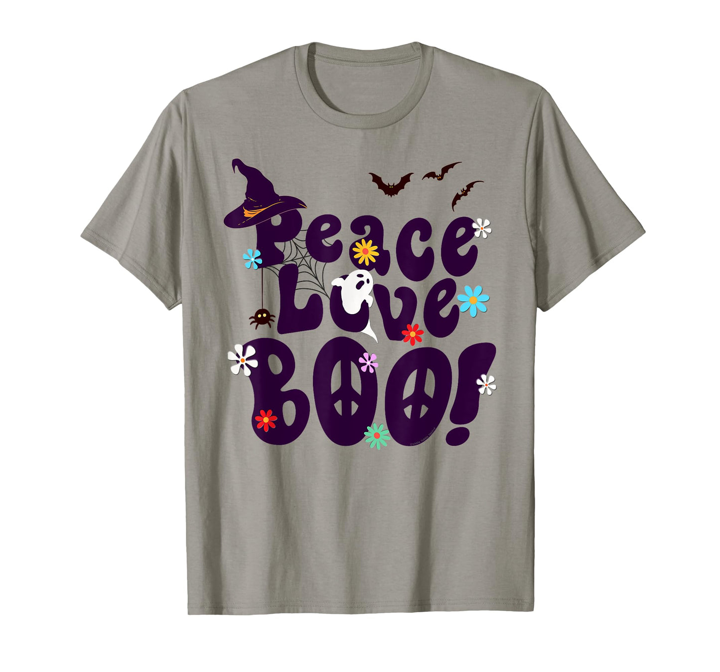 Groovy Halloween Peace Love BOO Retro Hippie Halloween T-Shirt