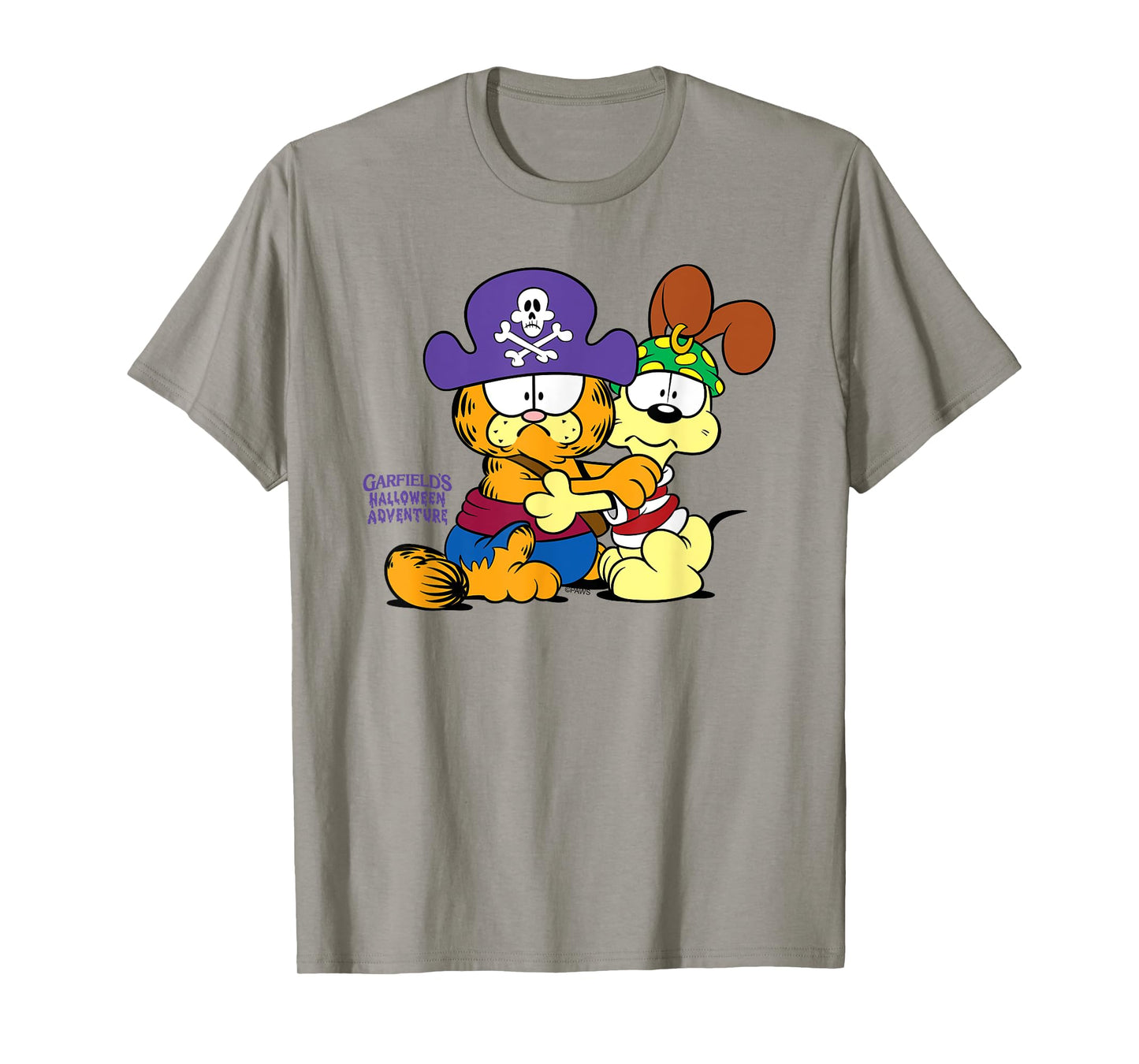 Garfield Pirate Garfield and Odie Scared Halloween Cat T-Shirt