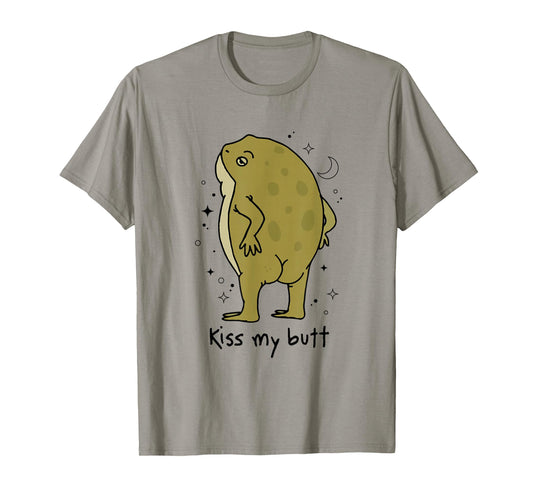 Frog Art Cottagecore Kiss My Butt Funny Frog Lovers Adult T-Shirt
