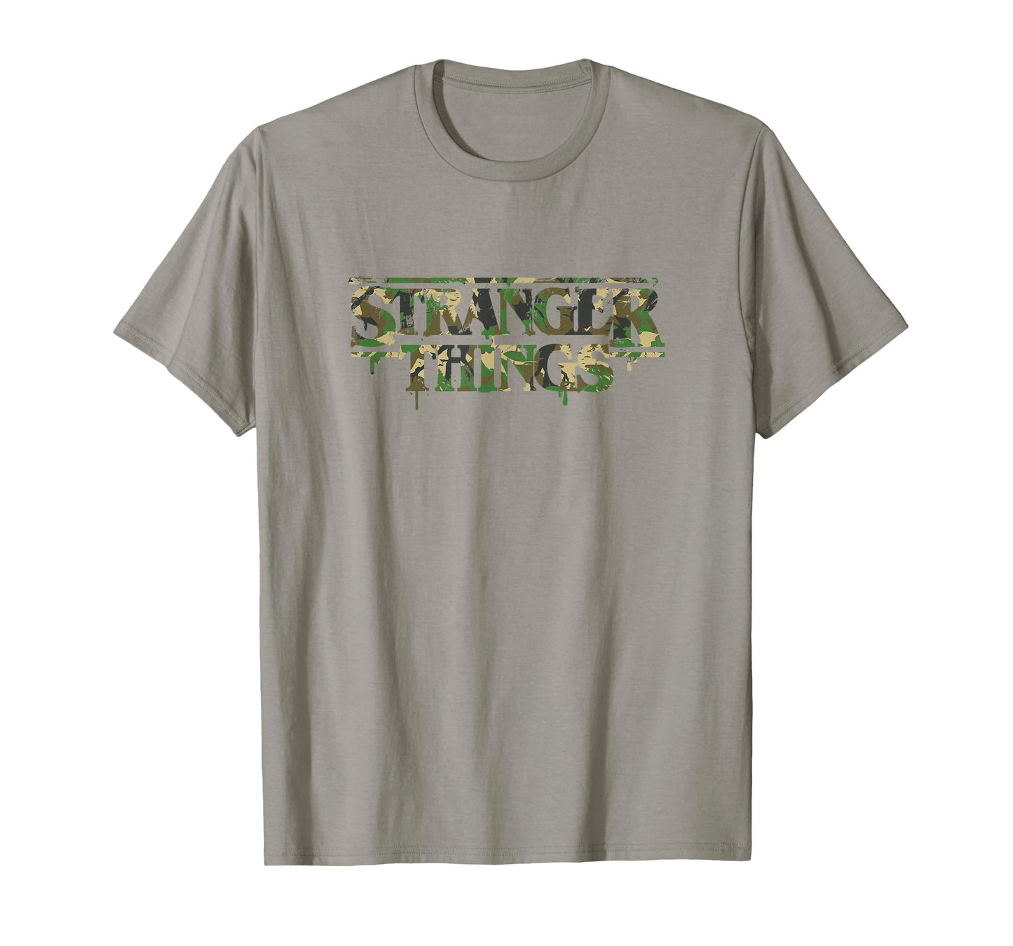 Stranger Things Military Camouflage Dripping Paint Logo T-Shirt