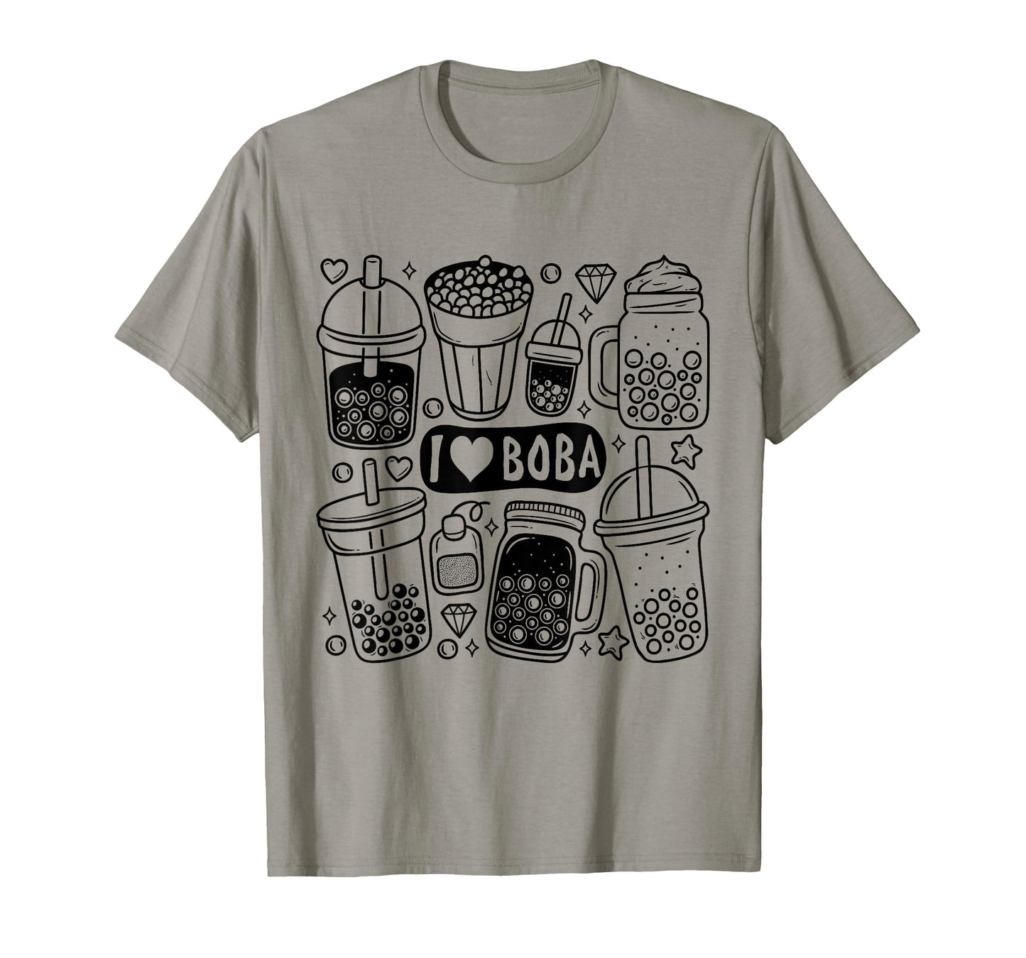 I Love Boba Bubble Tea Drink Lovers Boba Tea Cup Heart Shape T-Shirt
