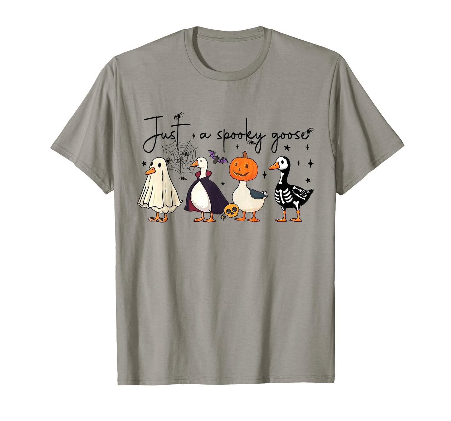 Just a Spooky Goose Skeleton Witch Pumpkin Ghost Halloween T-Shirt