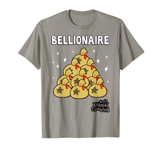 Animal Crossing New Leaf Bellionaire T-Shirt, Grey, Small