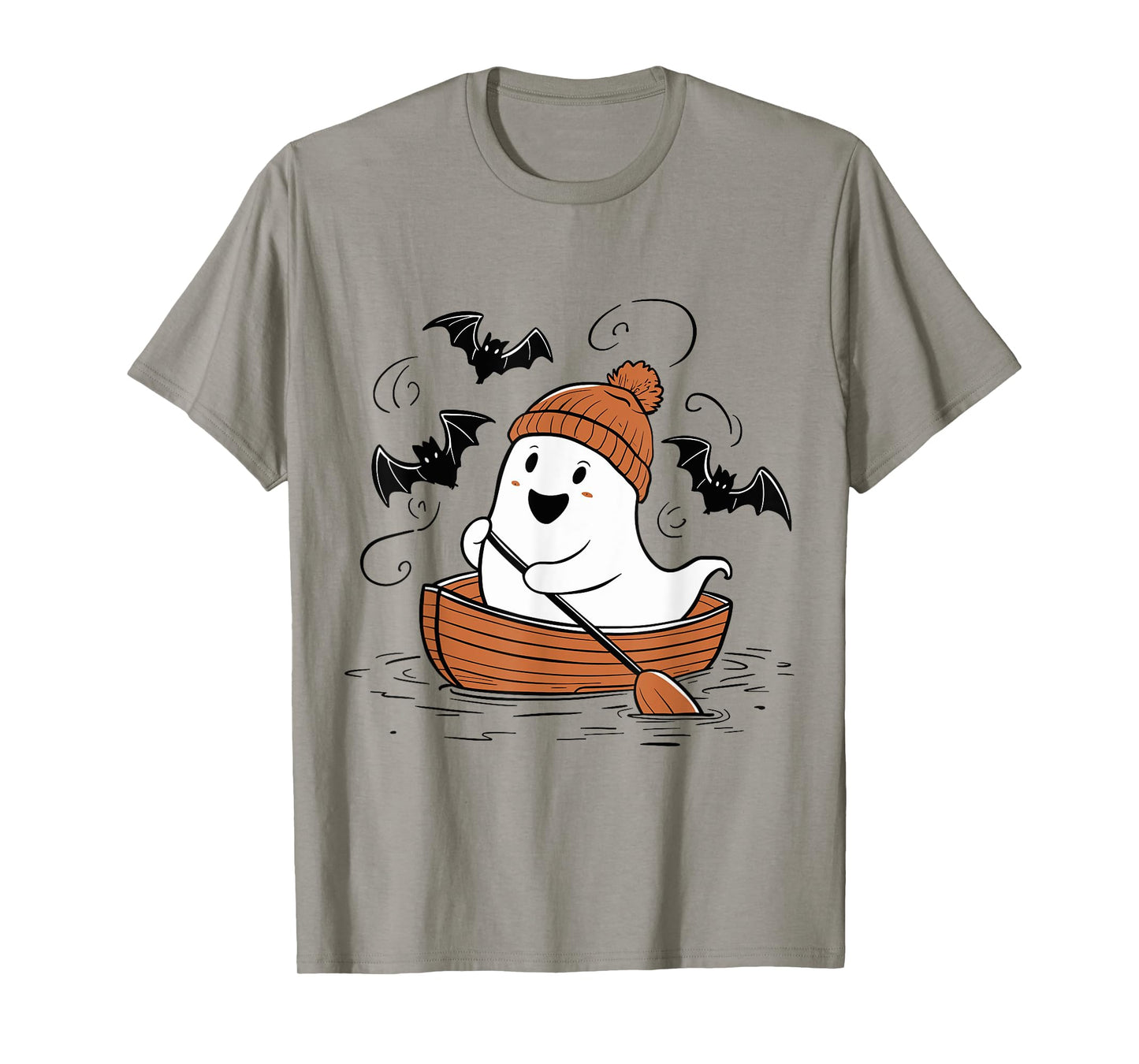 Cute Ghost Rowing Lovers Spooky Lake Boat Halloween T-Shirt