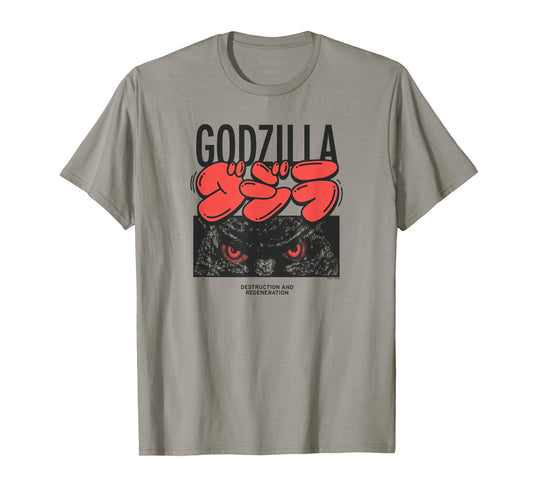 Godzilla Kanji Bubble Letters with Eyes Close-up Kaiju Movie T-Shirt