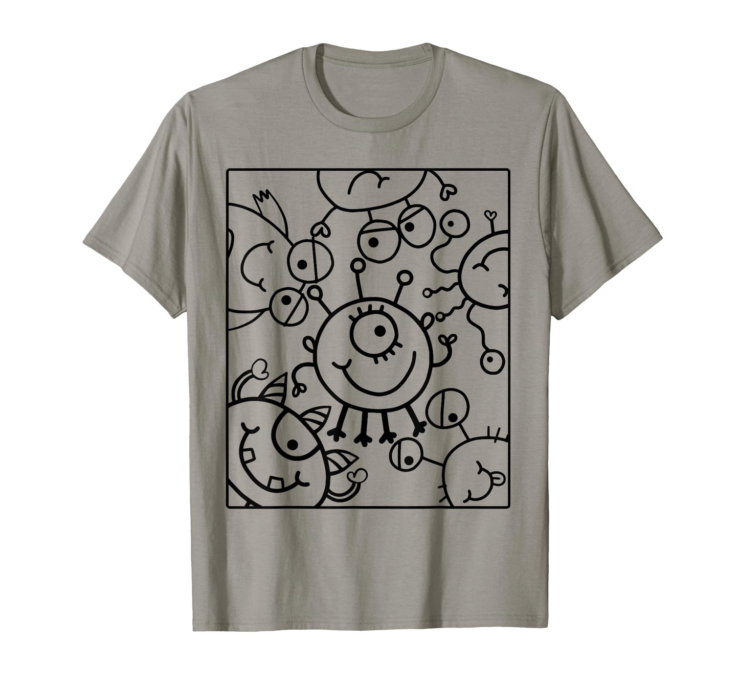 Coloring shirt kids. Funny monsters tshirt to paint on T-Shirt