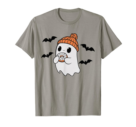 Cute Ghost Eating Donut Lovers Spooky Halloween Food Costume T-Shirt