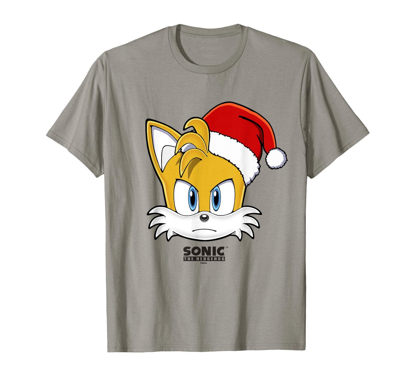 Sonic The Hedgehog Christmas Tails Santa Hat Big Face T-Shirt