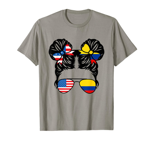 Half American Half Colombian Girl USA Colombia Flag Patriot T-Shirt Small
