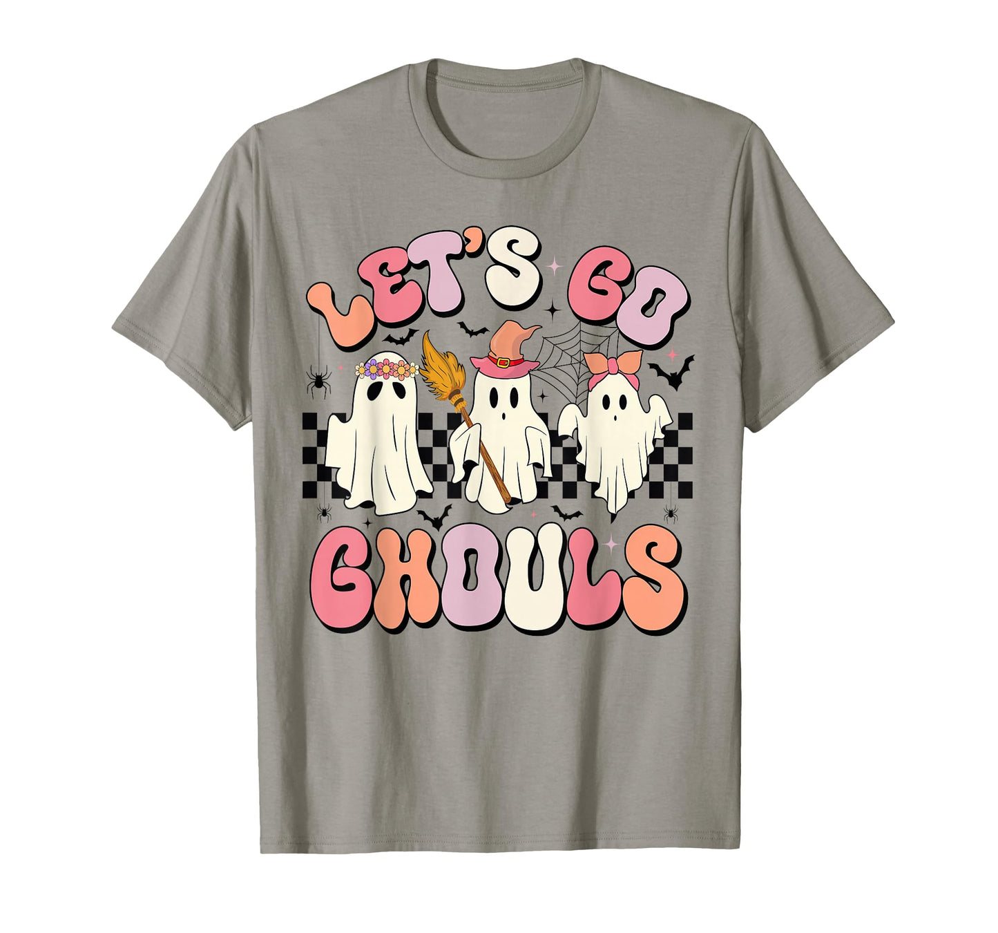 Let's Go Ghouls Halloween Ghost Outfit Costume Retro Groovy T-Shirt