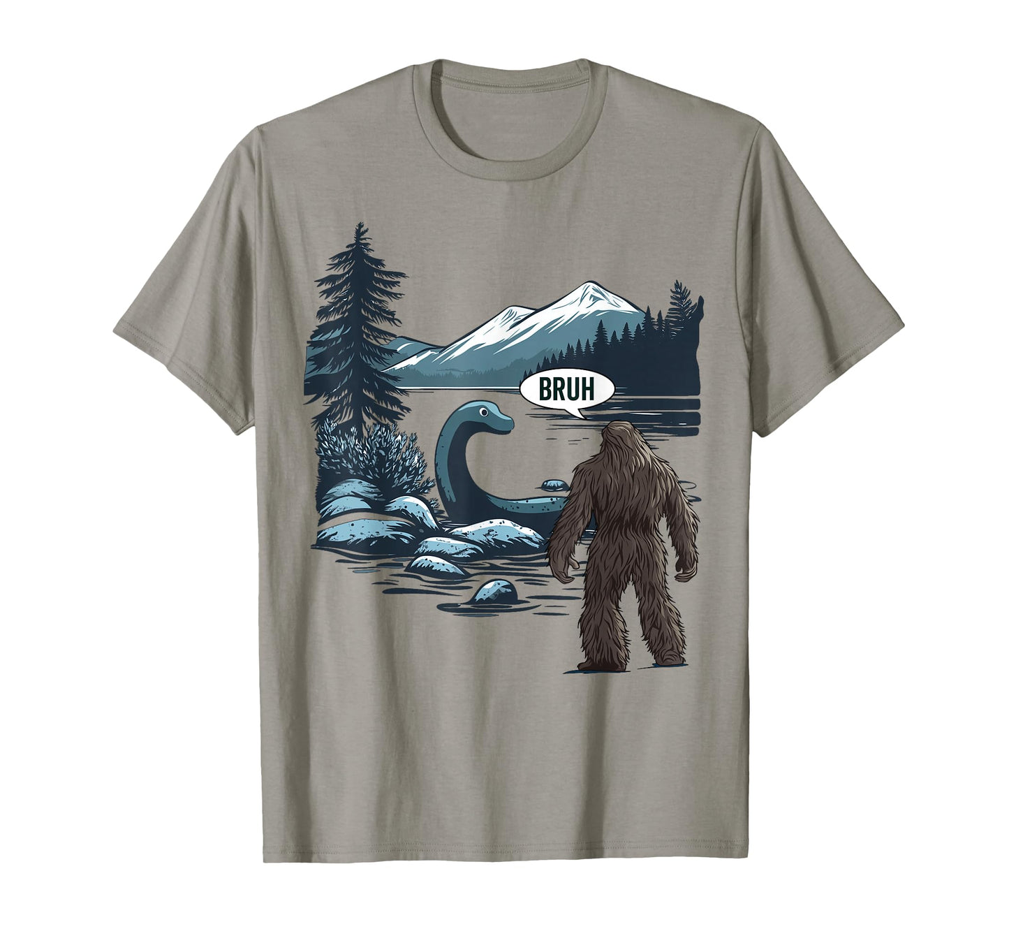 Big Foot Sasquatch Loch Ness Monster Bruh Funny Cryptid T-Shirt