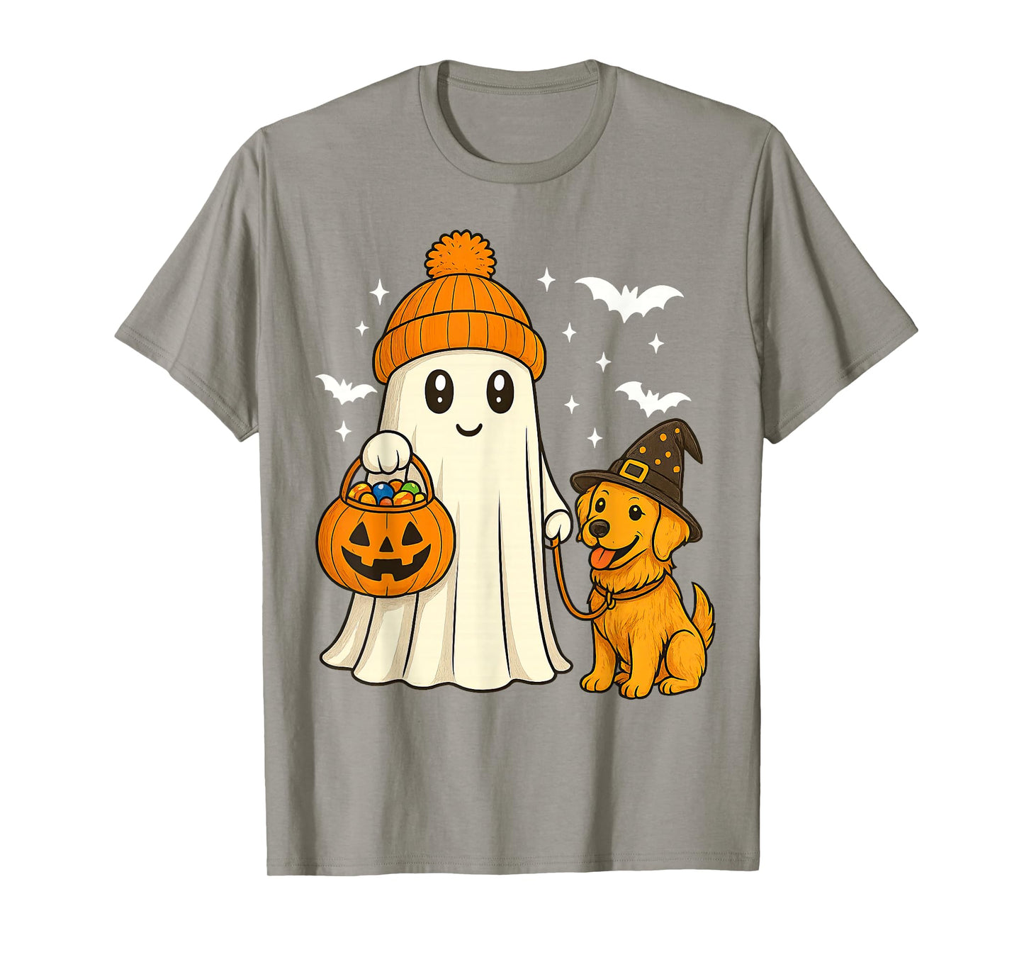 Ghost Golden Retriever Dog Walking Halloween Spooky Costume T-Shirt