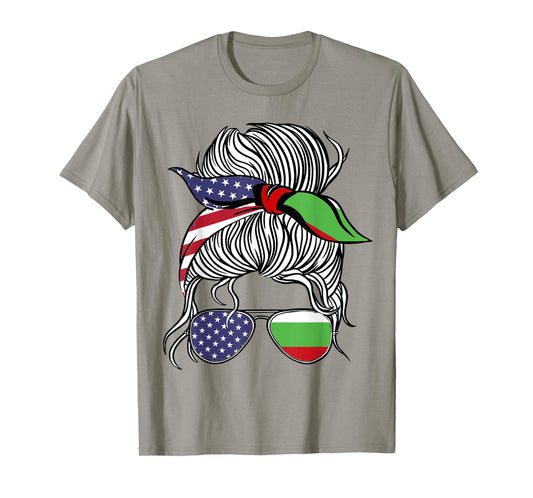American Bulgarian Patriot Flag Women Girl Bulgaria Grown T-Shirt