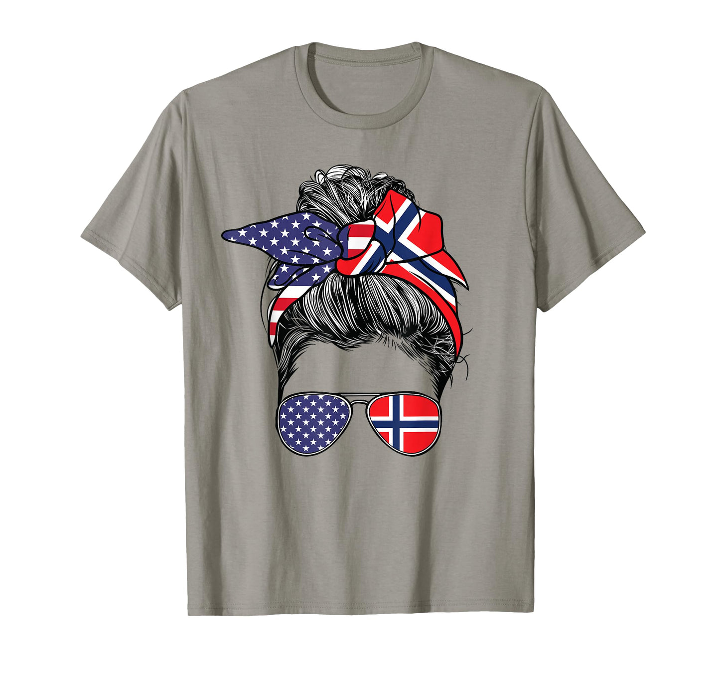 Norwegian Women Girl USA Heritage American Norway Flag T-Shirt