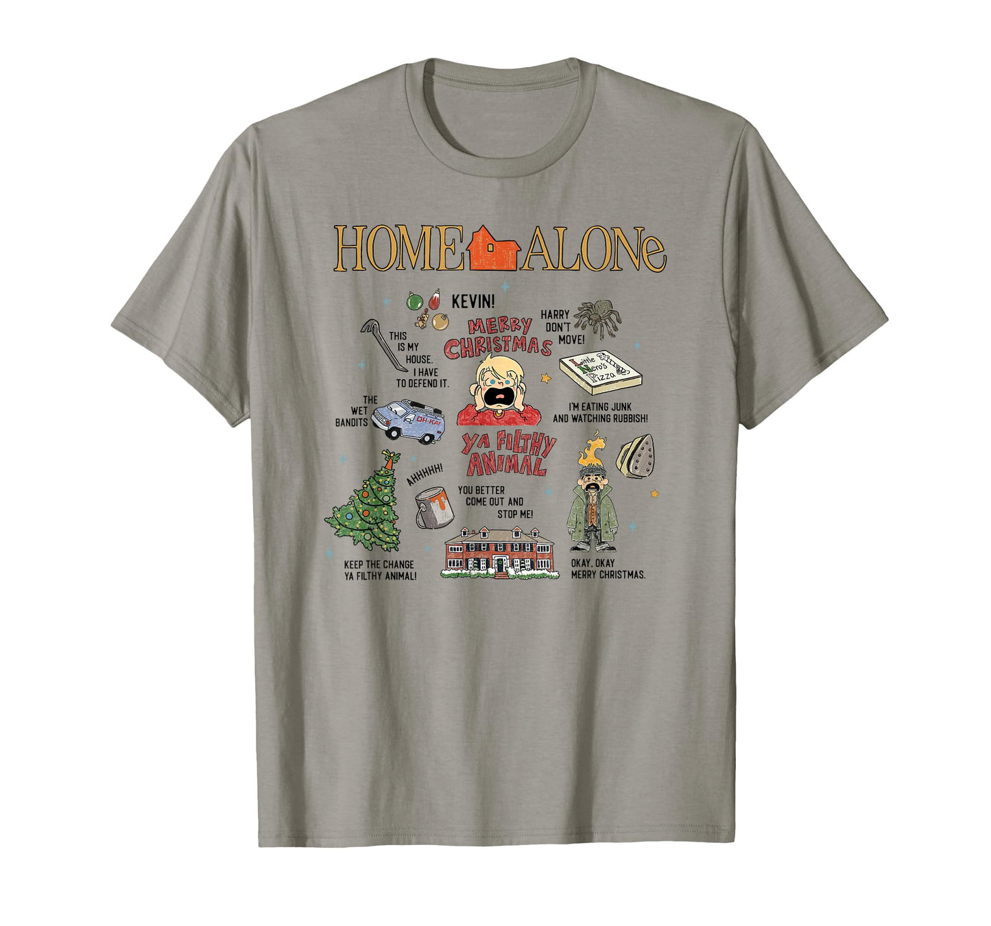 Home Alone Christmas Iconic Moments Doodle Chart T-Shirt
