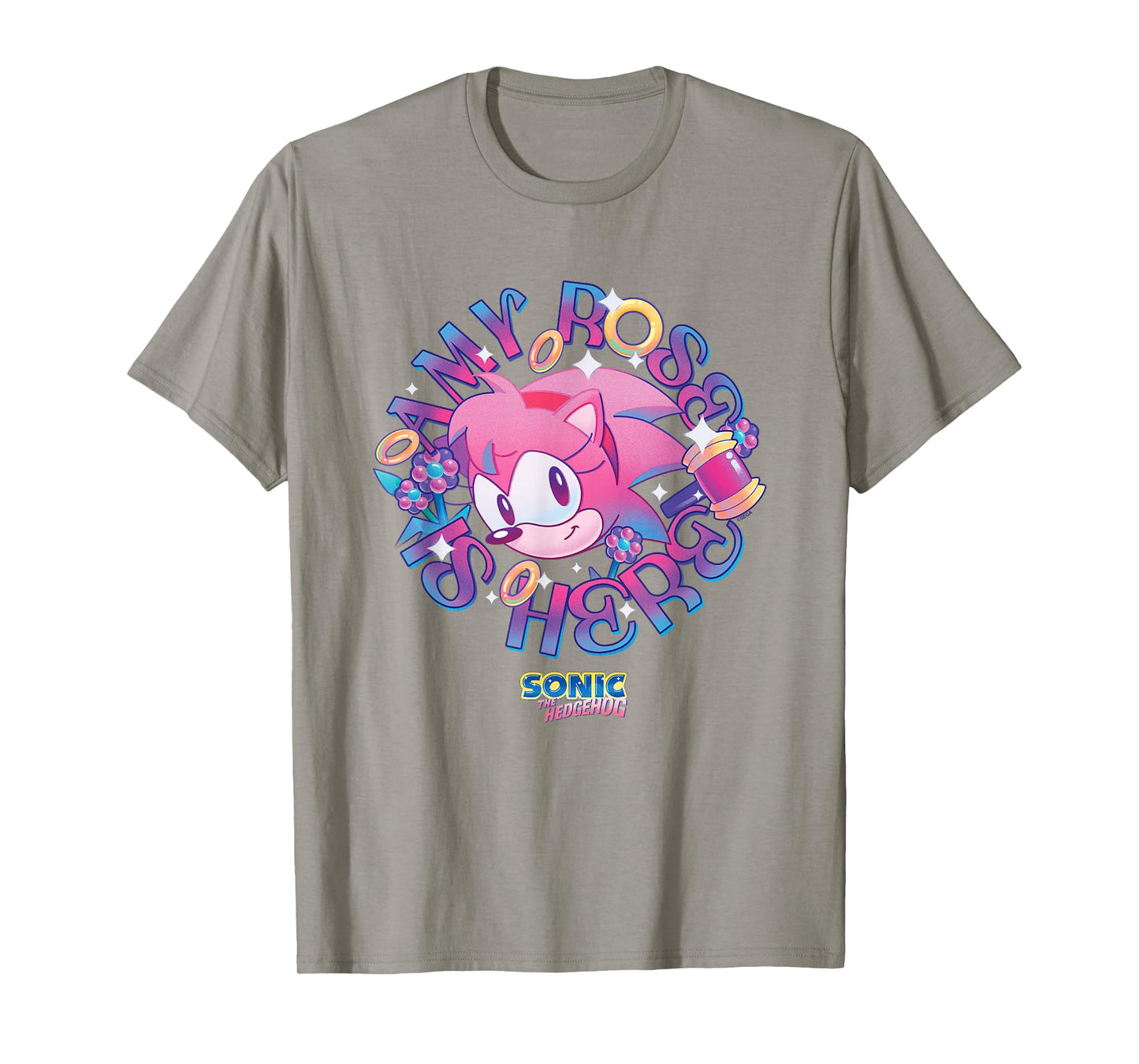 Sonic The Hedgehog Amy Rose Is Here Vintage Face Portrait T-Shirt