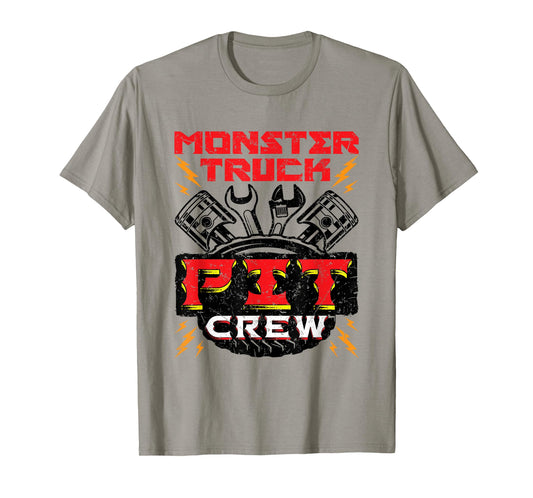 Monster Truck Pit Crew Men Boys Jam Rally T-Shirt