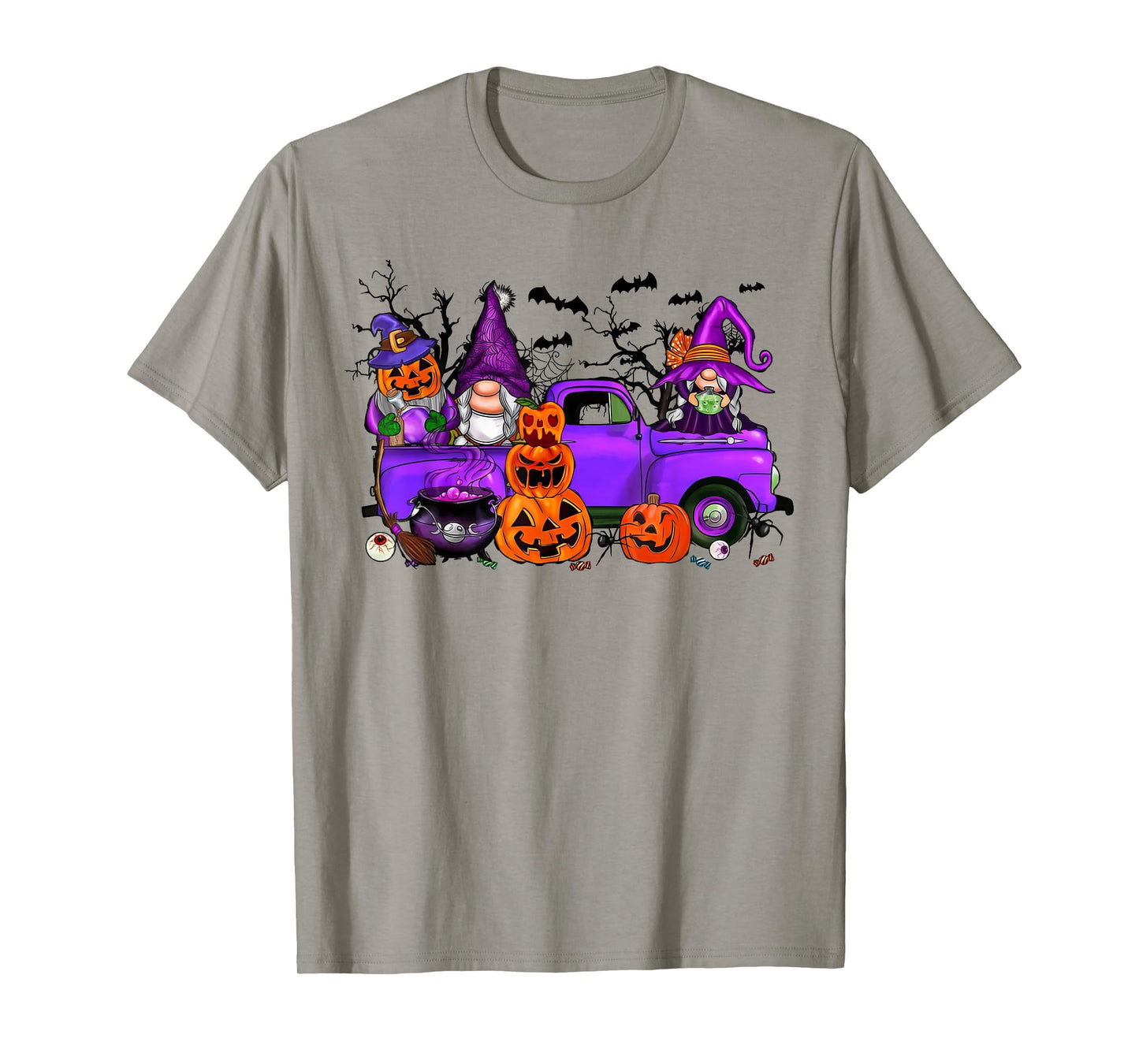 Halloween Truck Gnome Witch Pumpkin Boo Ghost Funny Costume T-Shirt