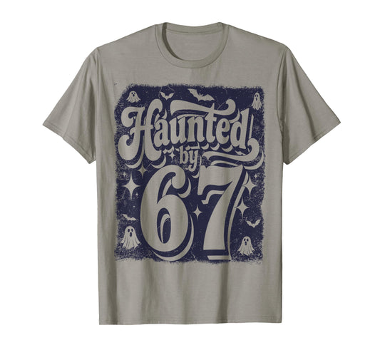 Haunted by 67 – Spooky Halloween Ghost Six Seven Meme Retro T-Shirt