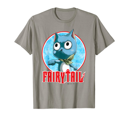 Fairy Tail Happy The Magic Cat Lockup Manga Style Portrait T-Shirt