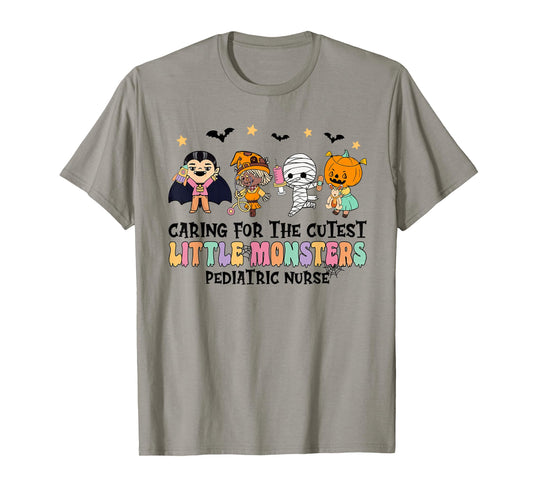 Caring For The Little Monsters Pediatric Nurse Halloween T-Shirt