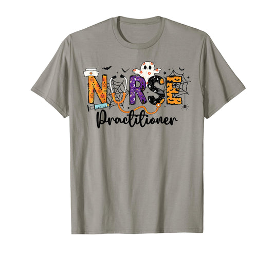 Practitioner Nurse NP Ghost Halloween Nursing Women Girls T-Shirt