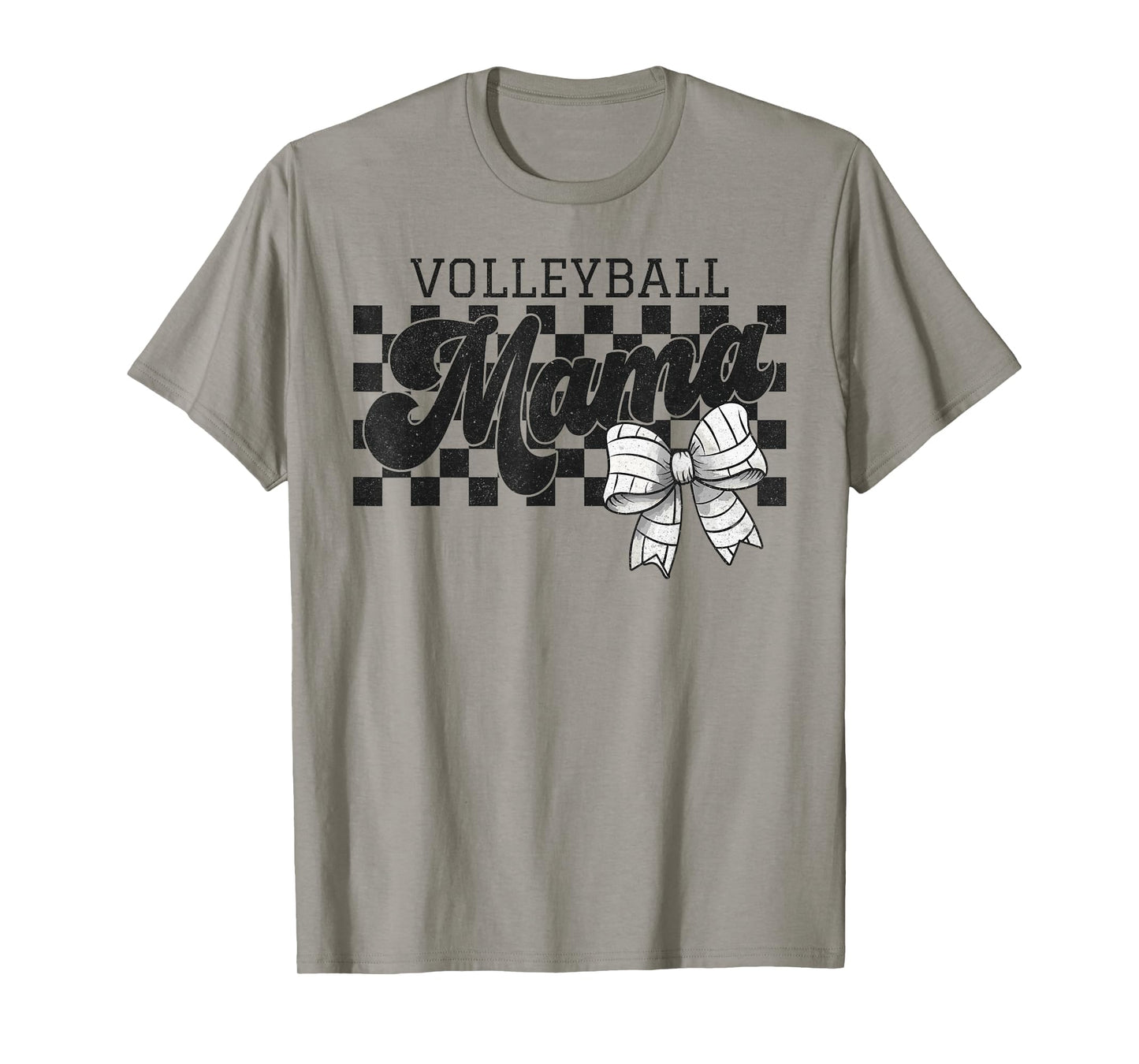 Checkered Volleyball Mama Coquette Bow Volleyball Mom Gift T-Shirt
