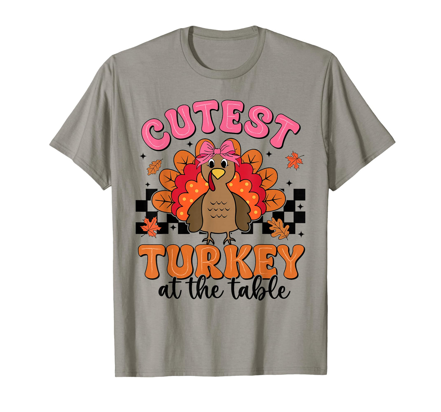 Cutest Turkey at The Table Thanksgiving Girls Kids Toddlers T-Shirt