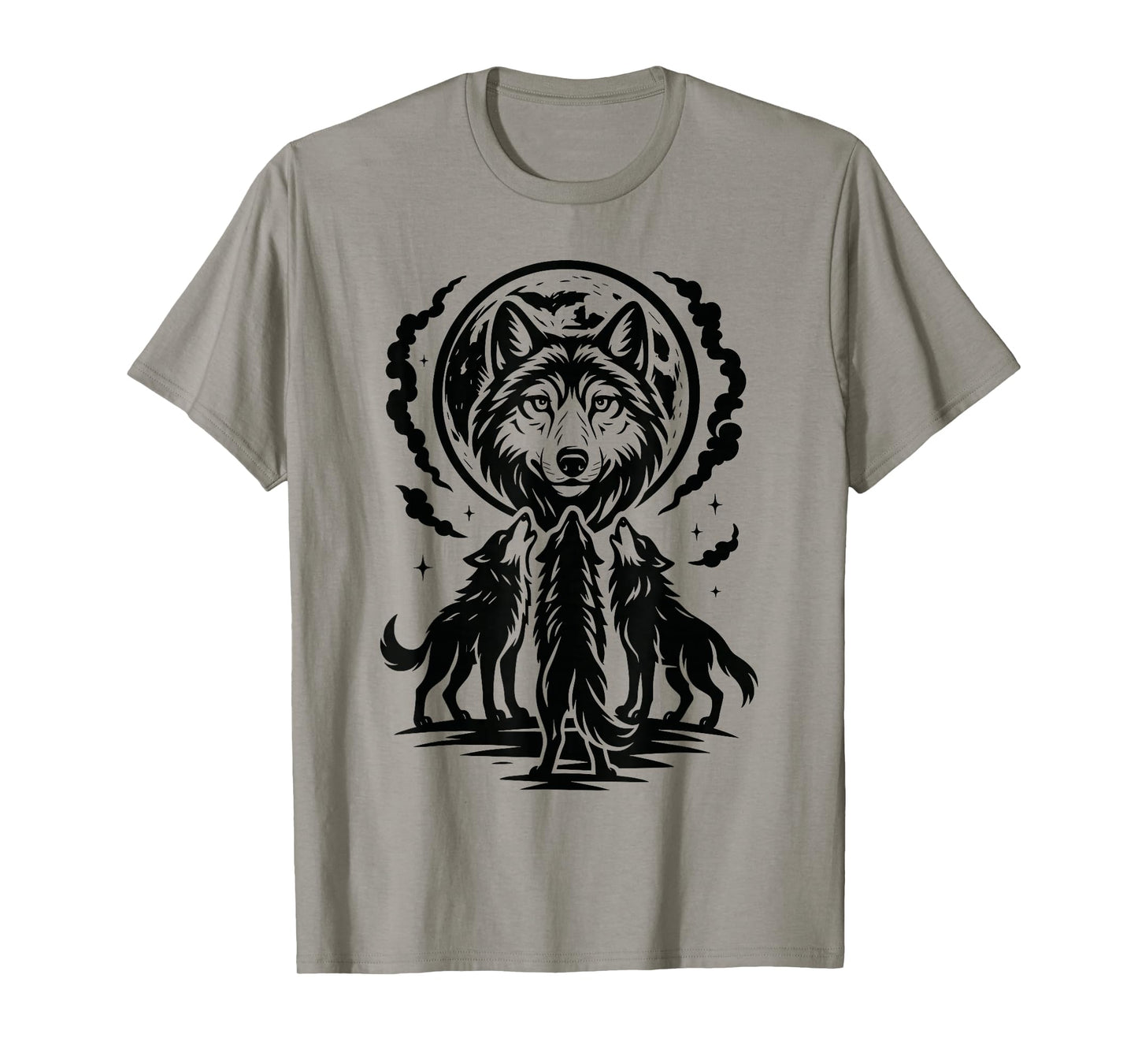 Halloween Wolf Moon Shirt, 3 Wolves Howling At Moon T-Shirt