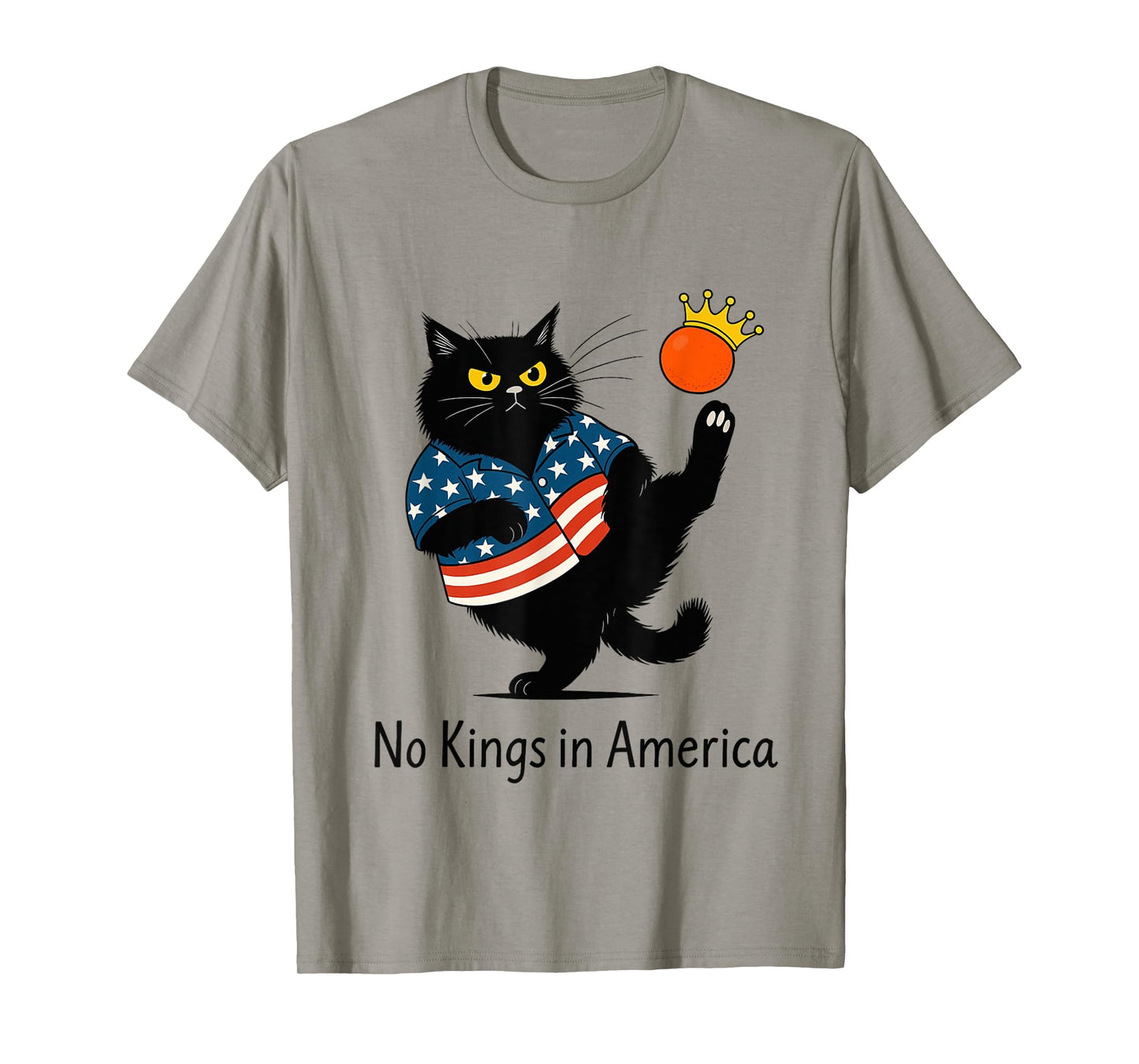 No Kings in America Black Cat We The People Political T-Shirt