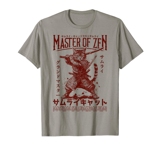 Samurai Cat Warrior Ukiyo Otaku Streetwear Cat Samurai T-Shirt